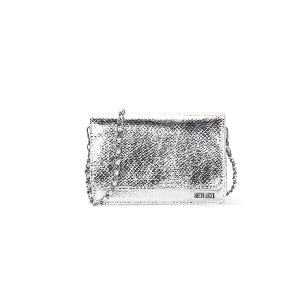 Bolsa Transversal Santa Lolla Prata Flap Alça Corrente