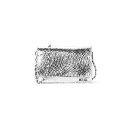 Bolsa Transversal Santa Lolla Prata Flap Alça Corrente