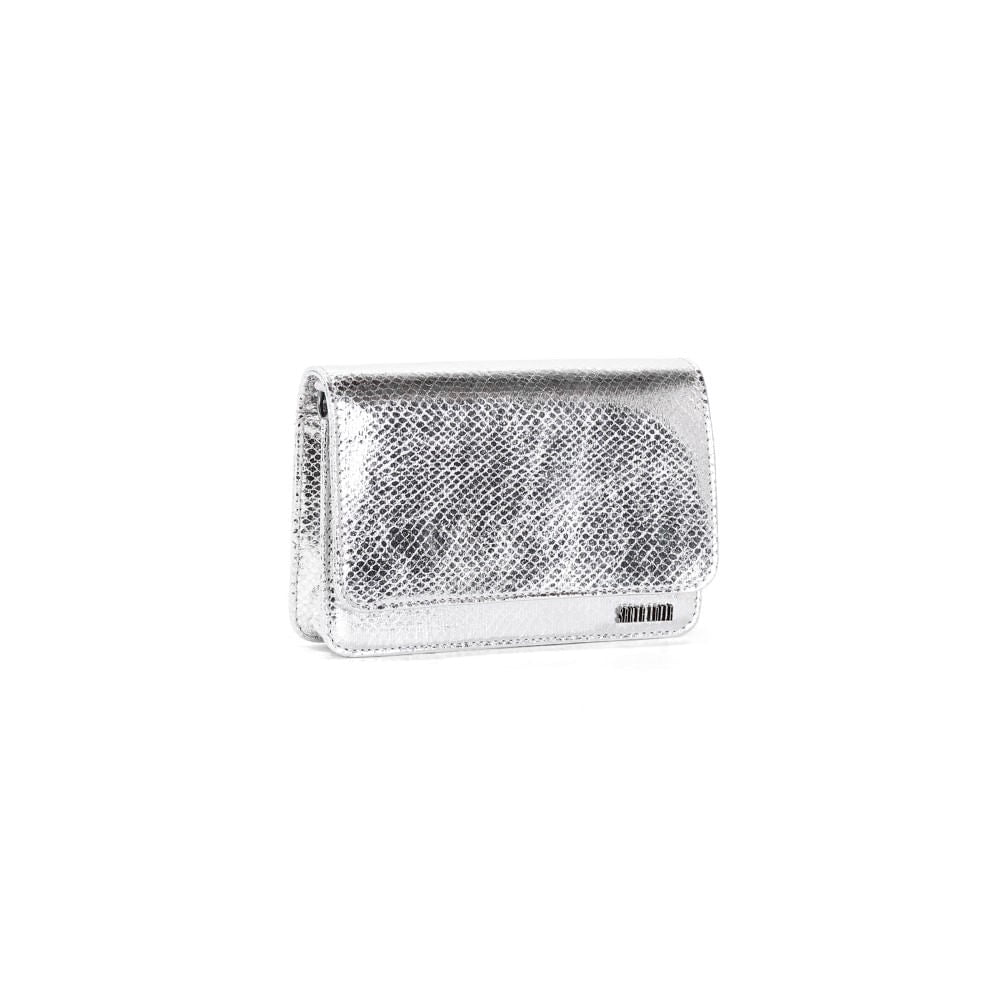 Bolsa Transversal Santa Lolla Prata Flap Alça Corrente