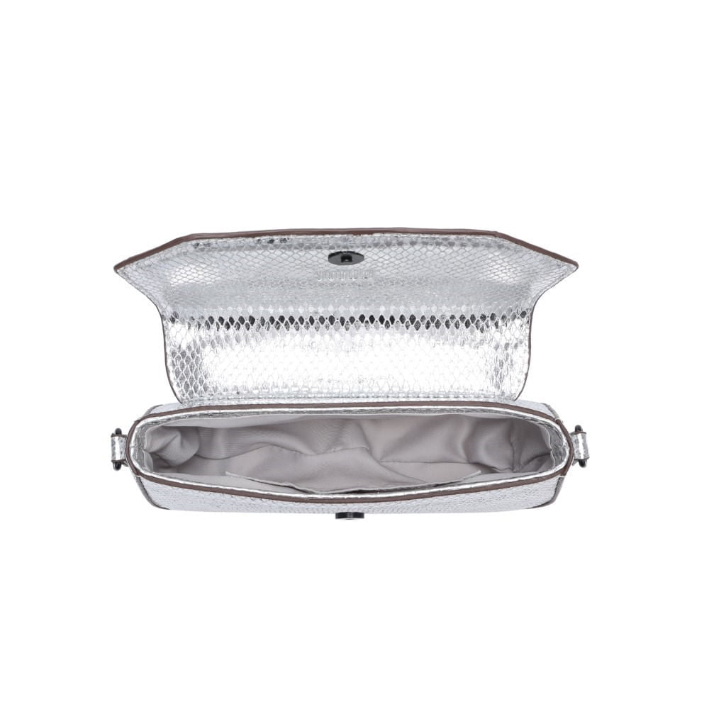 Bolsa Transversal Santa Lolla Prata Metalizada Alça Dupla