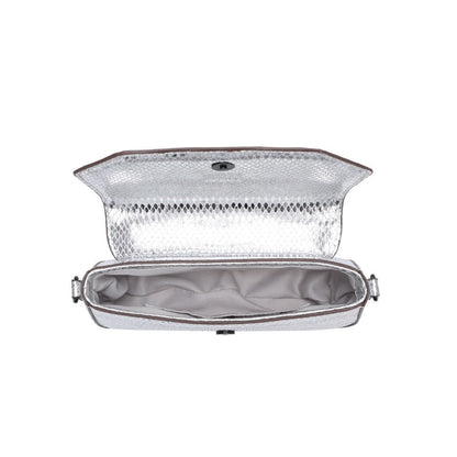 Bolsa Transversal Santa Lolla Prata Metalizada Alça Dupla