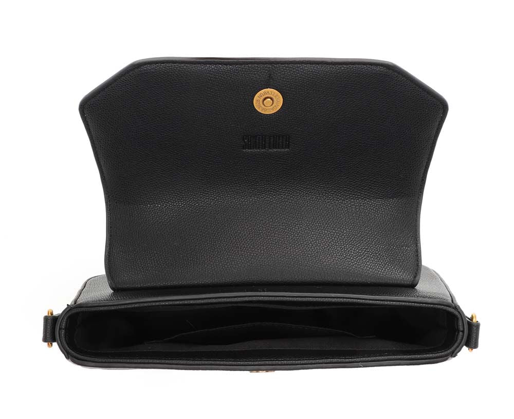 Bolsa Transversal Santa Lolla Preta Aba Geométrica