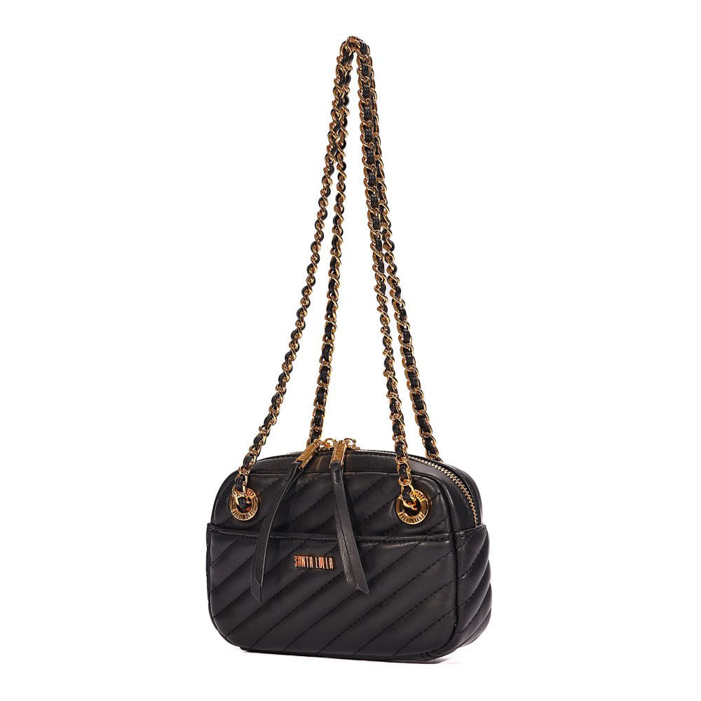Bolsa Transversal Santa Lolla Preta Alça Correntes