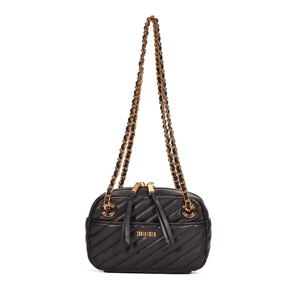 Bolsa Transversal Santa Lolla Preta Alça Correntes