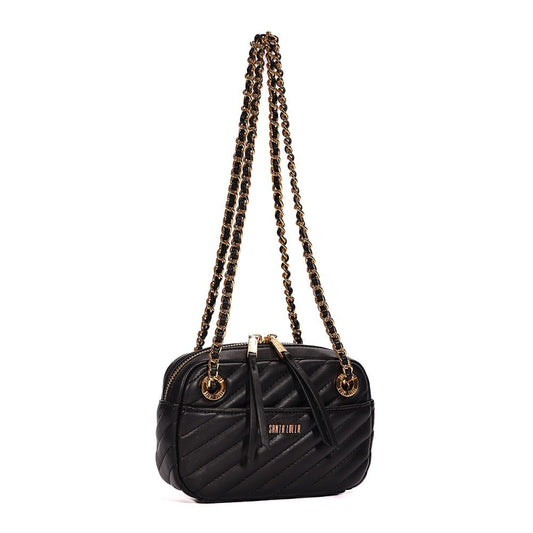 Bolsa Transversal Santa Lolla Preta Alça Correntes