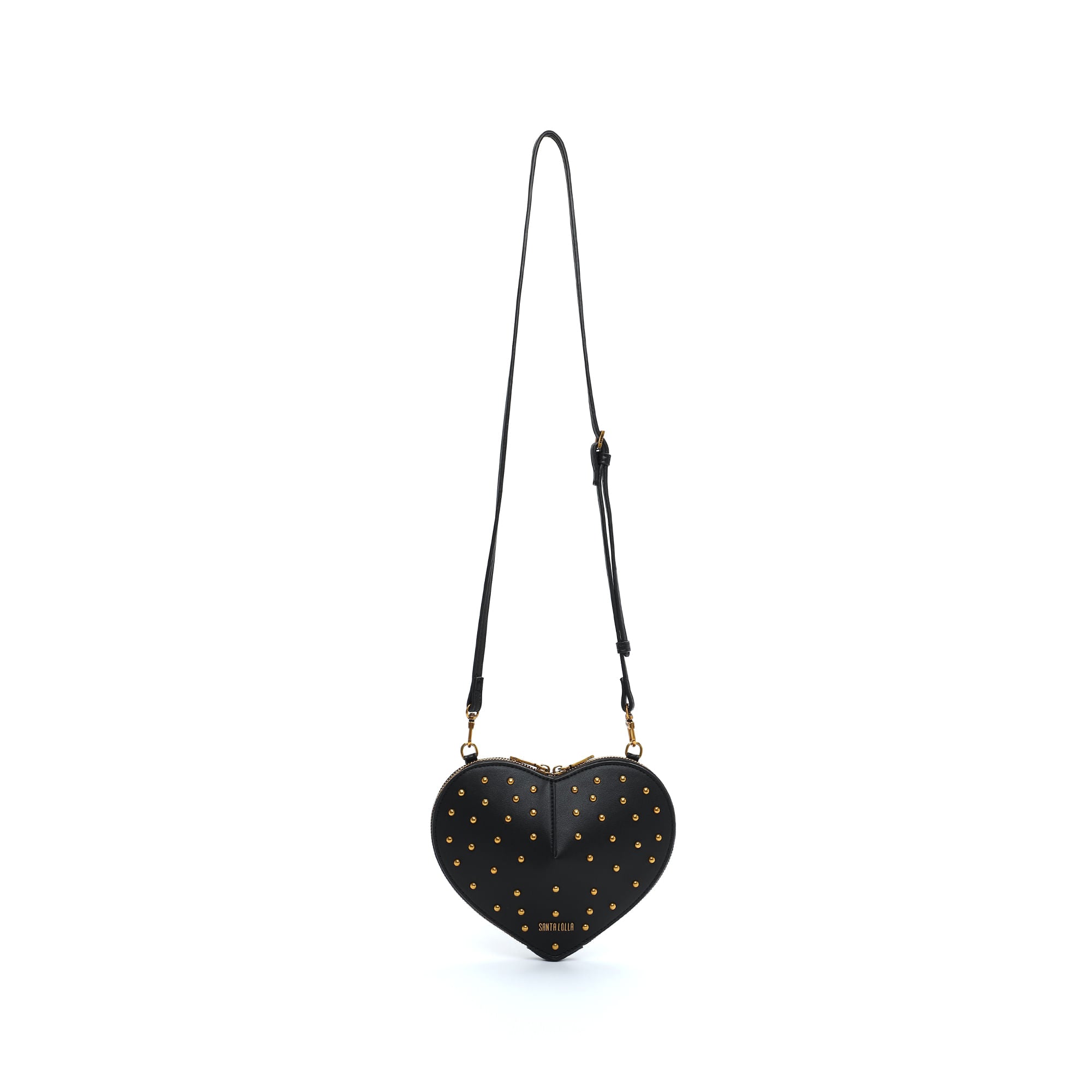 Bolsa Transversal Santa Lolla Preta Coração Tachas