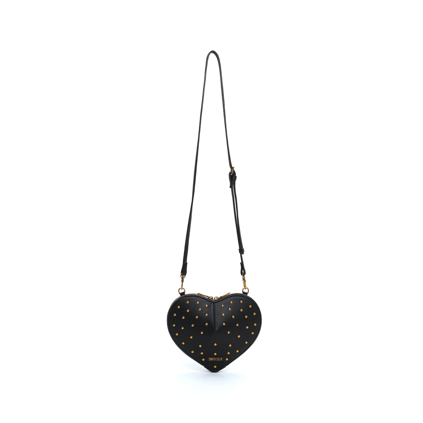 Bolsa Transversal Santa Lolla Preta Coração Tachas
