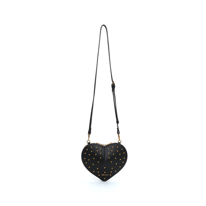 Bolsa Transversal Santa Lolla Preta Coração Tachas