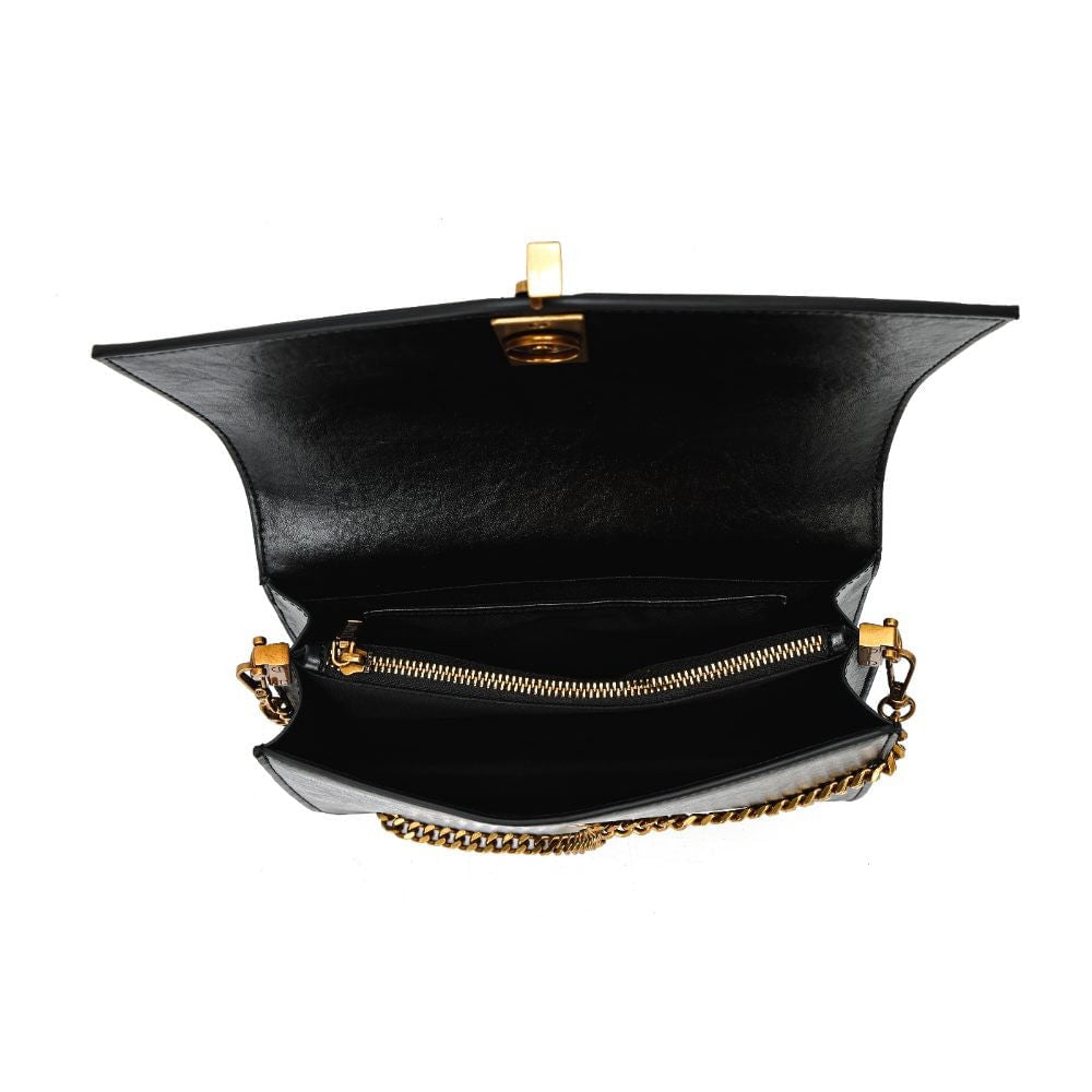 Bolsa Transversal Santa Lolla Preta Corrente Dourada
