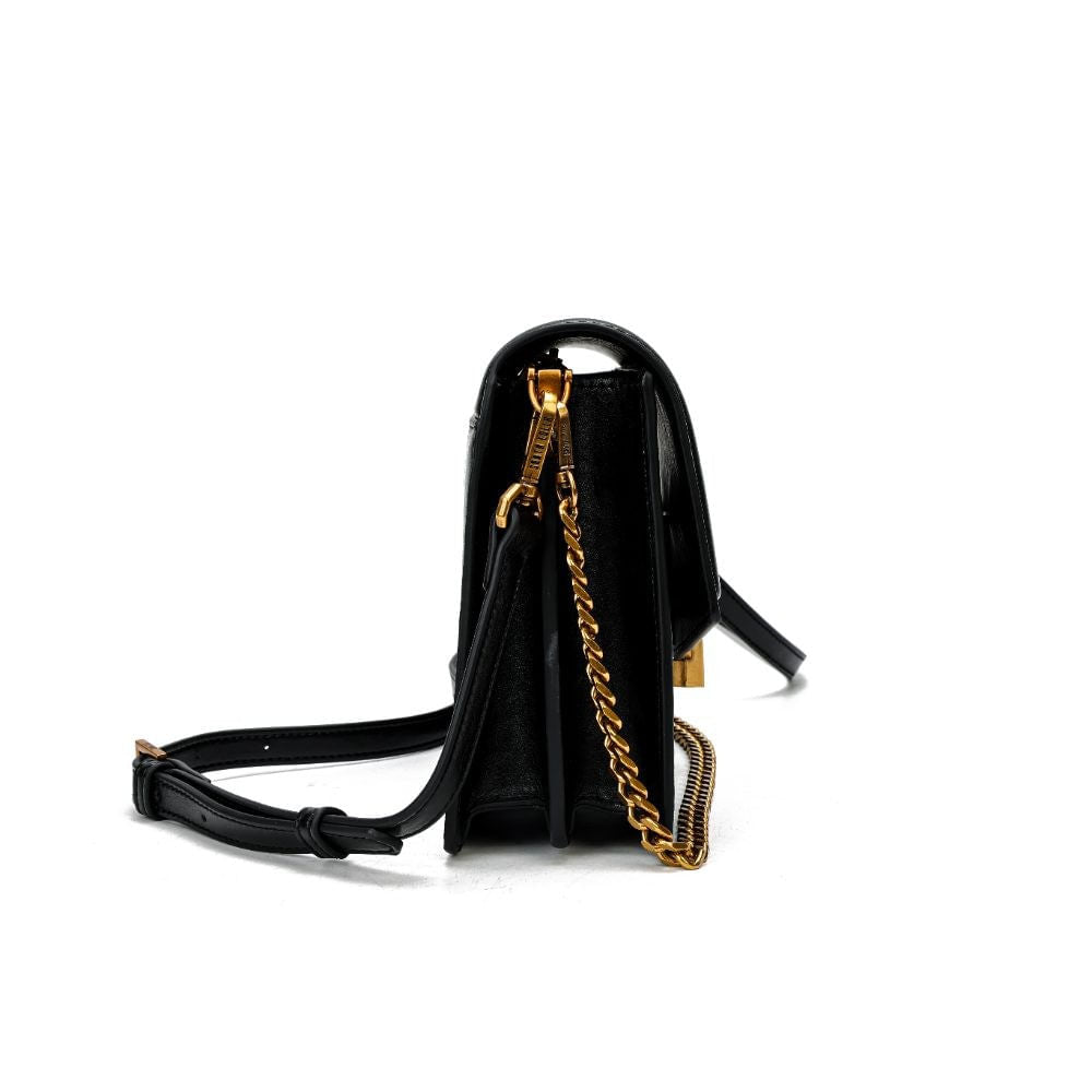 Bolsa Transversal Santa Lolla Preta Corrente Dourada