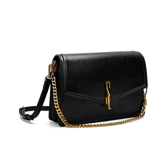 Bolsa Transversal Santa Lolla Preta Corrente Dourada