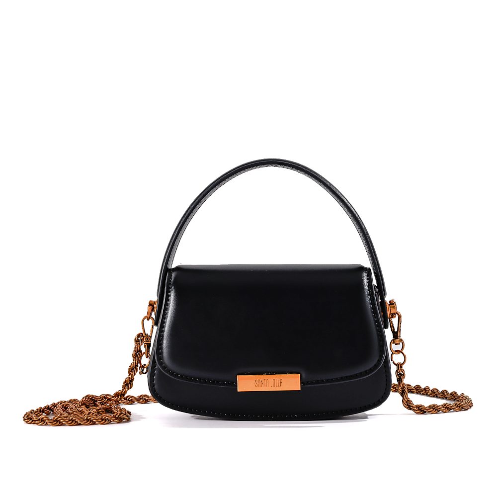 Bolsa Transversal Santa Lolla Preta Corrente Dourada