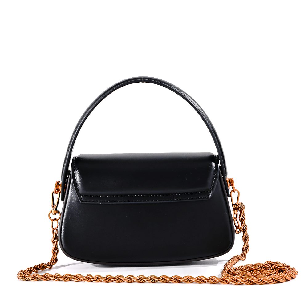 Bolsa Transversal Santa Lolla Preta Corrente Dourada