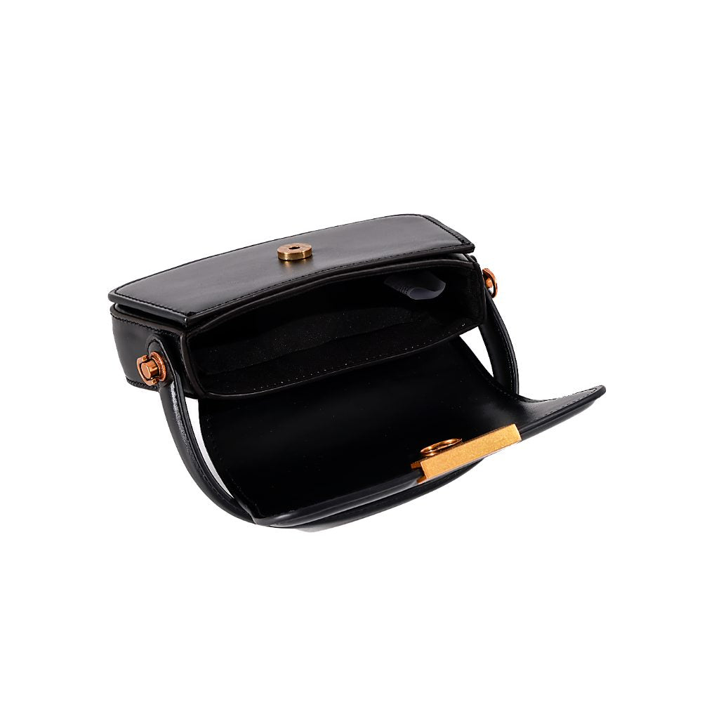 Bolsa Transversal Santa Lolla Preta Corrente Dourada