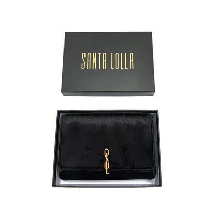 Bolsa Transversal Santa Lolla Preta Corrente Dourada