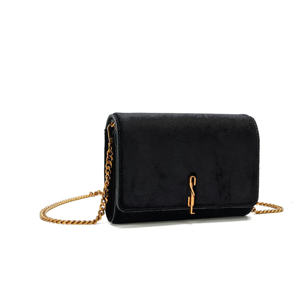 Bolsa Transversal Santa Lolla Preta Corrente Dourada