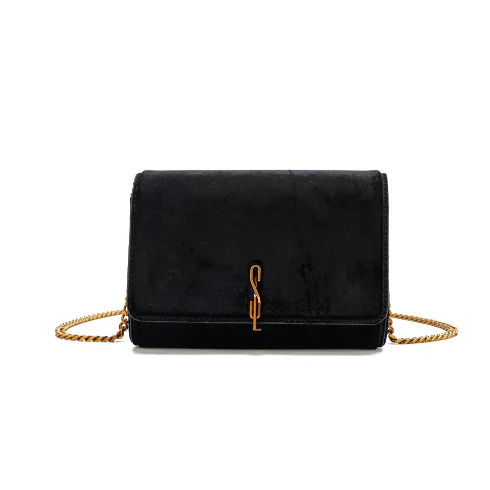 Bolsa Transversal Santa Lolla Preta Corrente Dourada