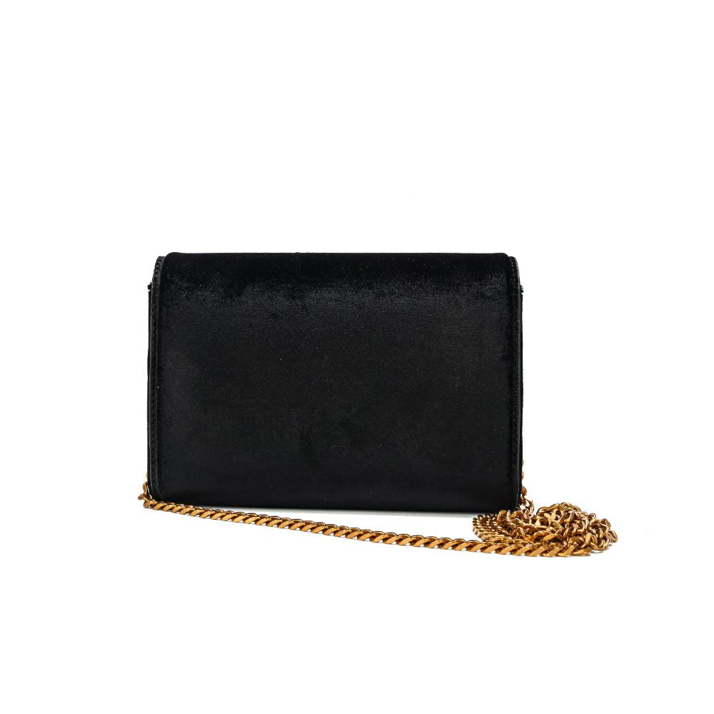 Bolsa Transversal Santa Lolla Preta Corrente Dourada