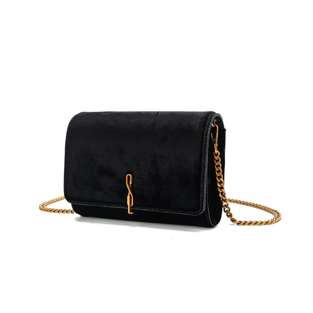 Bolsa Transversal Santa Lolla Preta Corrente Dourada