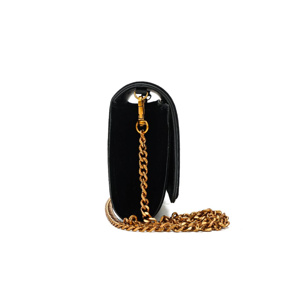 Bolsa Transversal Santa Lolla Preta Corrente Dourada