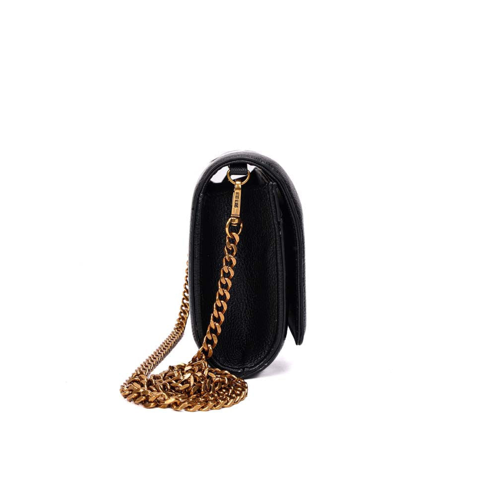 Bolsa Transversal Santa Lolla Preta Corrente Dourada