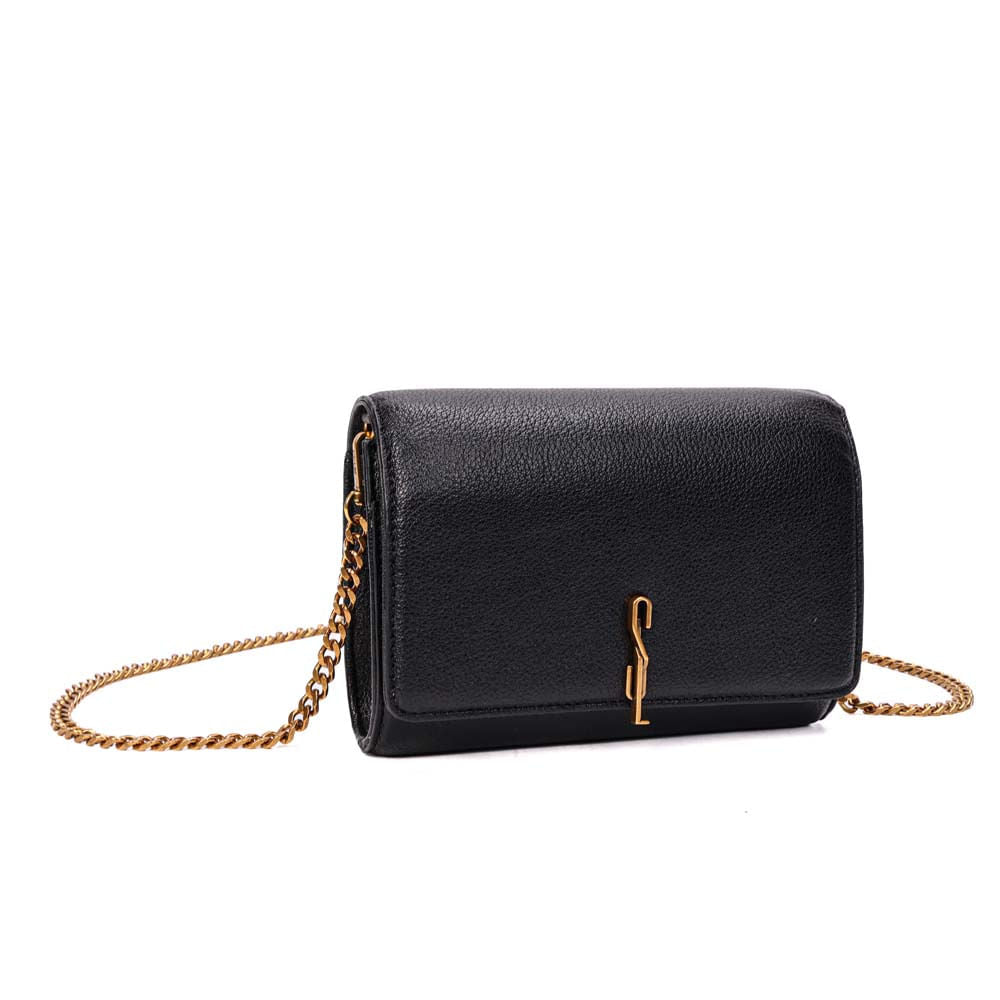 Bolsa Transversal Santa Lolla Preta Corrente Dourada