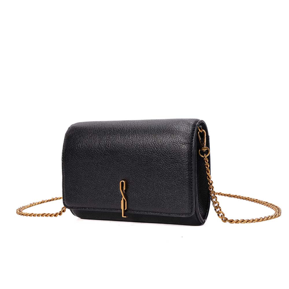 Bolsa Transversal Santa Lolla Preta Corrente Dourada