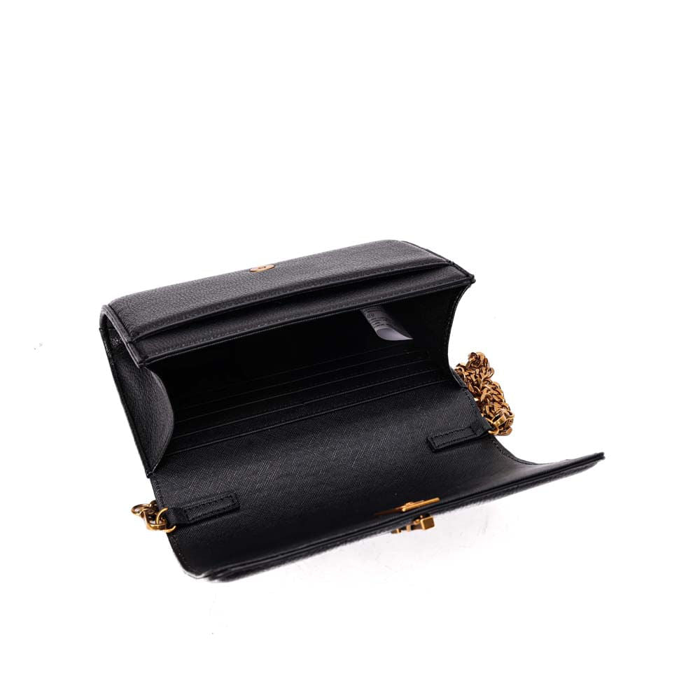 Bolsa Transversal Santa Lolla Preta Corrente Dourada