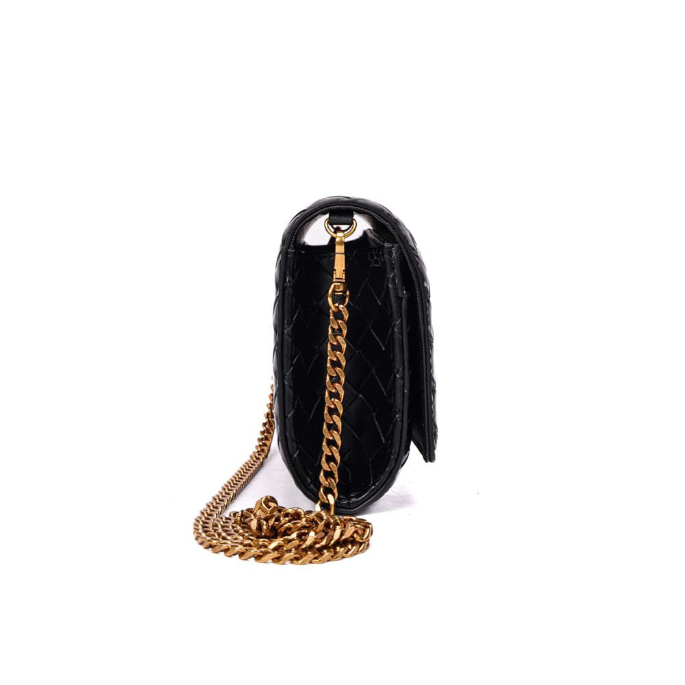 Bolsa Transversal Santa Lolla Preta Corrente Dourada