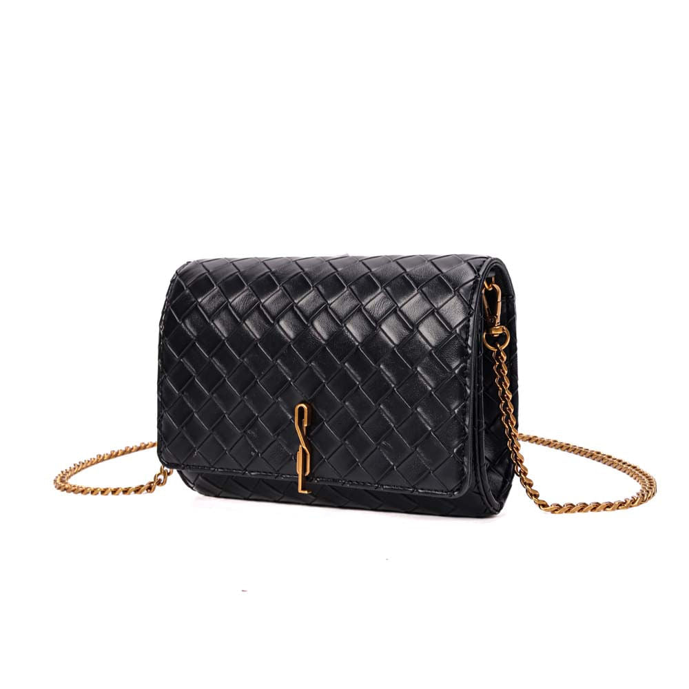 Bolsa Transversal Santa Lolla Preta Corrente Dourada