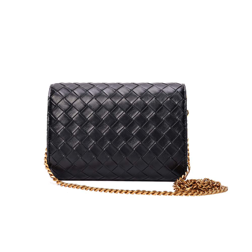 Bolsa Transversal Santa Lolla Preta Corrente Dourada