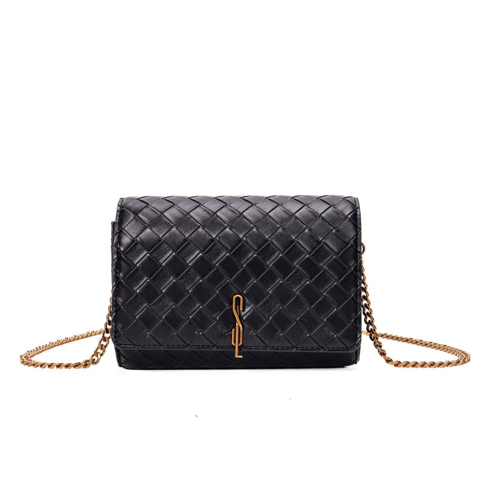 Bolsa Transversal Santa Lolla Preta Corrente Dourada