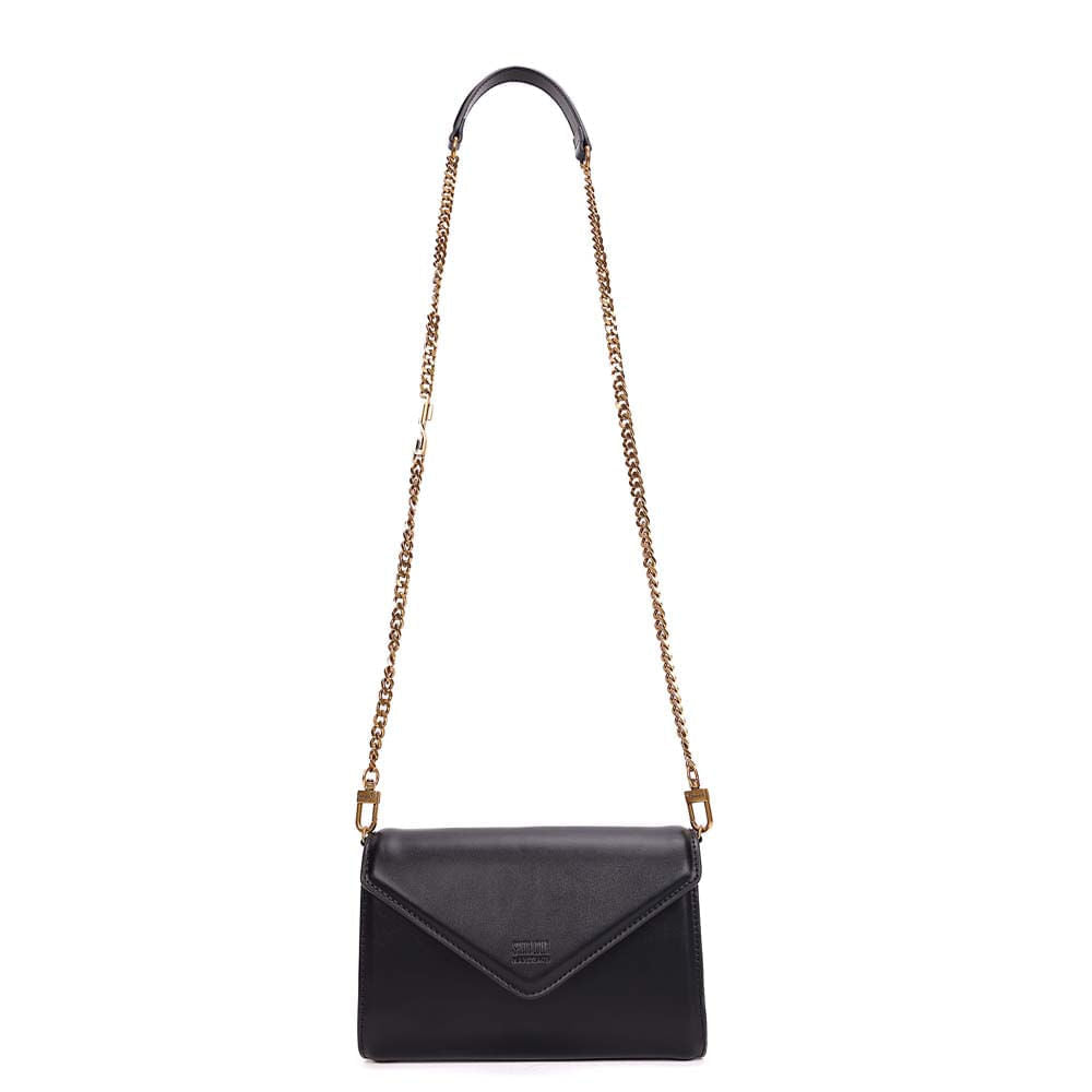 Bolsa Transversal Santa Lolla Preta Corrente Dourada