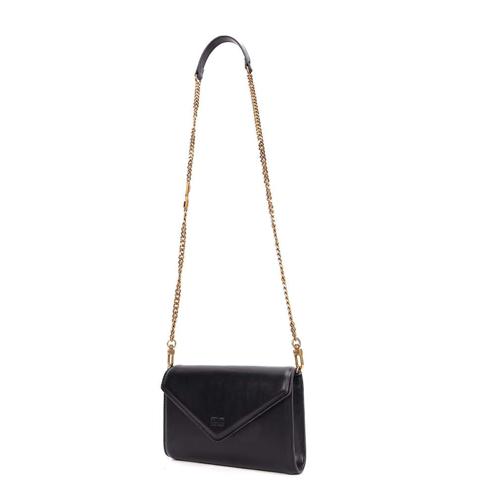 Bolsa Transversal Santa Lolla Preta Corrente Dourada