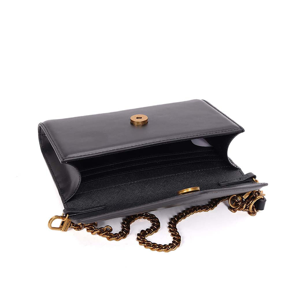 Bolsa Transversal Santa Lolla Preta Corrente Dourada