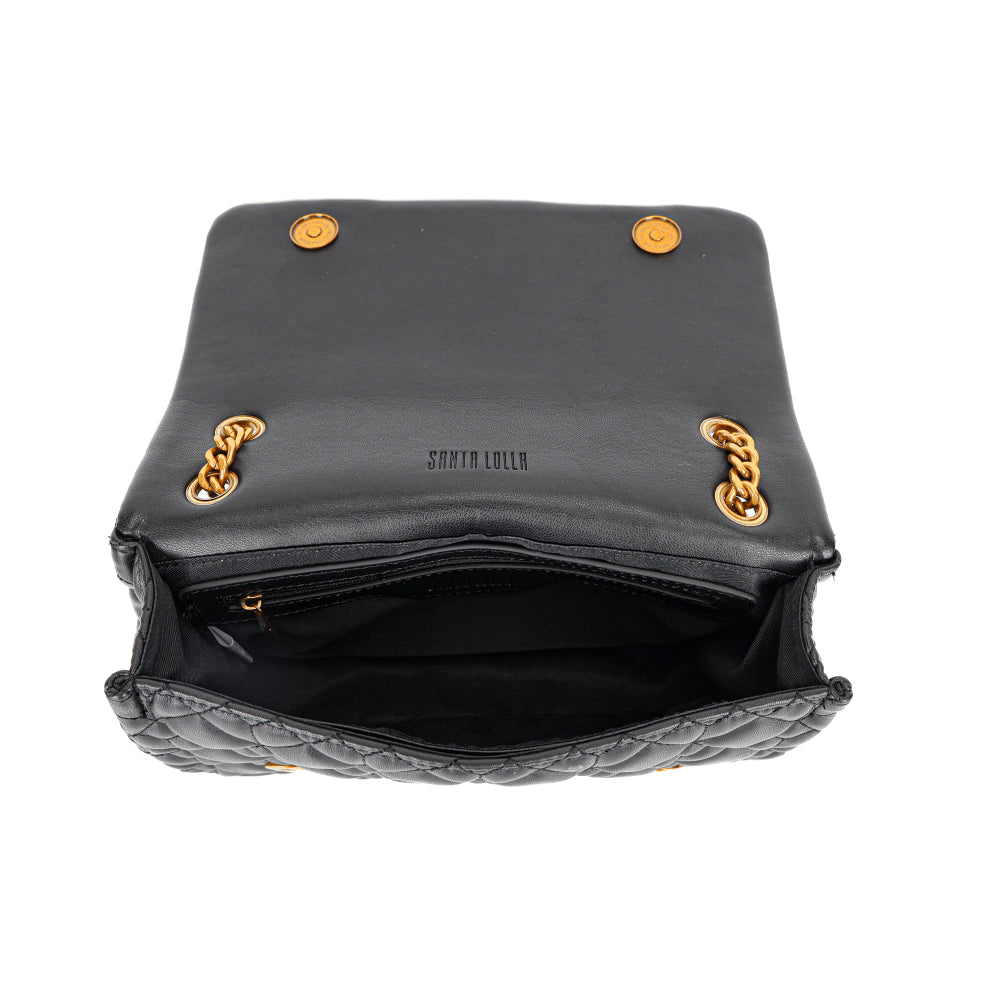 Bolsa Transversal Santa Lolla Preta Corrente Matelassê
