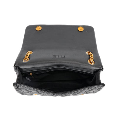 Bolsa Transversal Santa Lolla Preta Corrente Matelassê