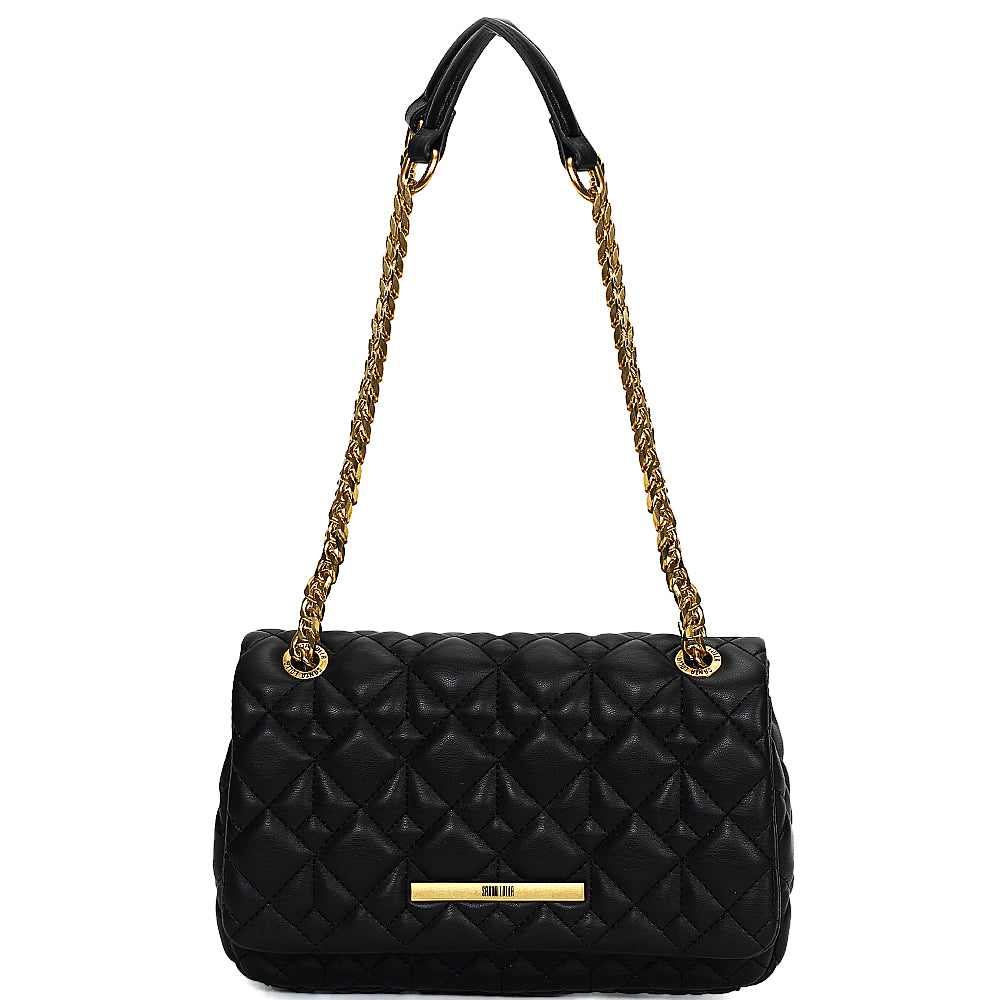 Bolsa Transversal Santa Lolla Preta Corrente Matelassê