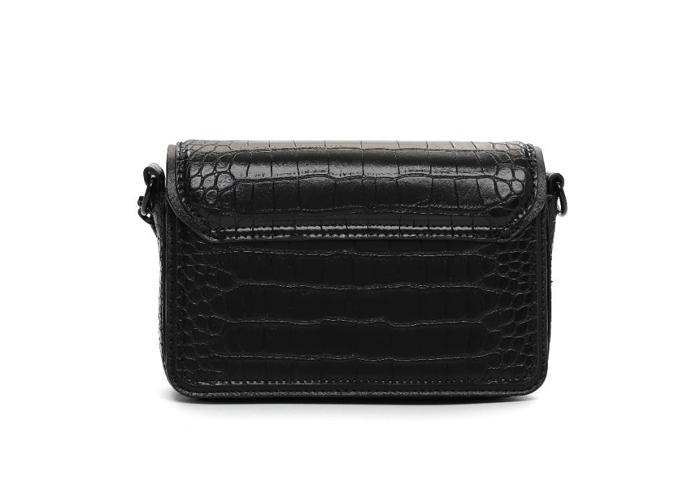 Bolsa Transversal Santa Lolla Preta Croco Aba
