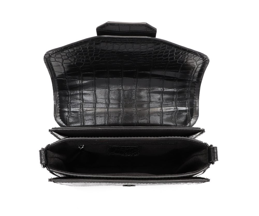 Bolsa Transversal Santa Lolla Preta Croco Aba