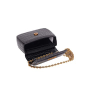 Bolsa Transversal Santa Lolla Preta Croco Alça Corrente