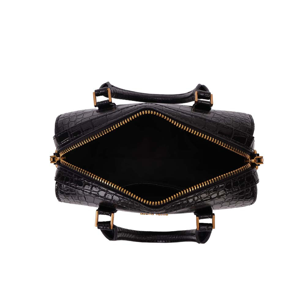 Bolsa Transversal Santa Lolla Preta Croco Alça Removível