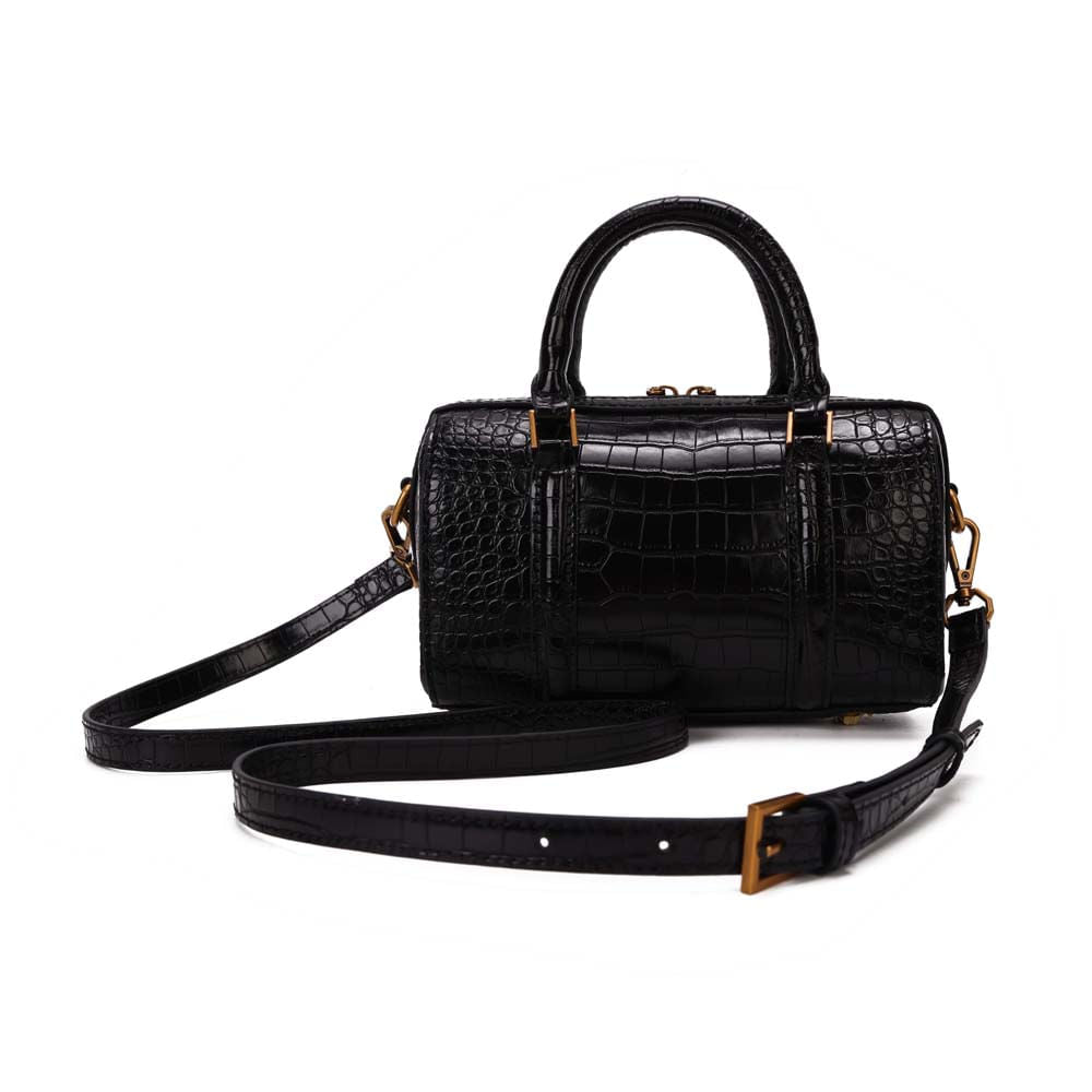 Bolsa Transversal Santa Lolla Preta Croco Alça Removível