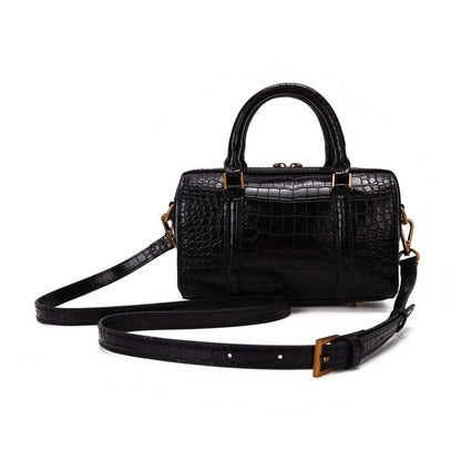 Bolsa Transversal Santa Lolla Preta Croco Alça Removível