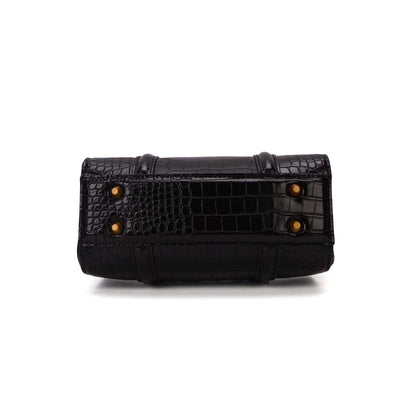 Bolsa Transversal Santa Lolla Preta Croco Alça Removível