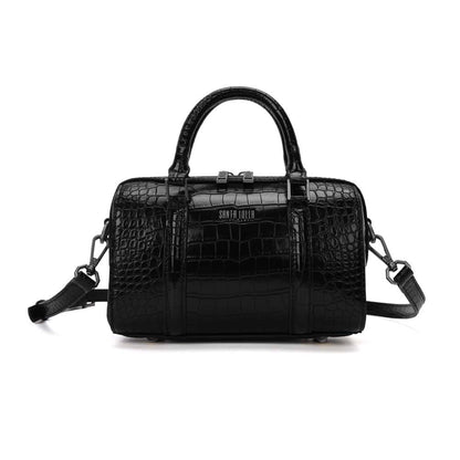 Bolsa Transversal Santa Lolla Preta Croco Alça Removível