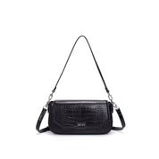 Bolsa Transversal Santa Lolla Preta Croco Alças Removíveis