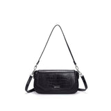 Bolsa Transversal Santa Lolla Preta Croco Alças Removíveis