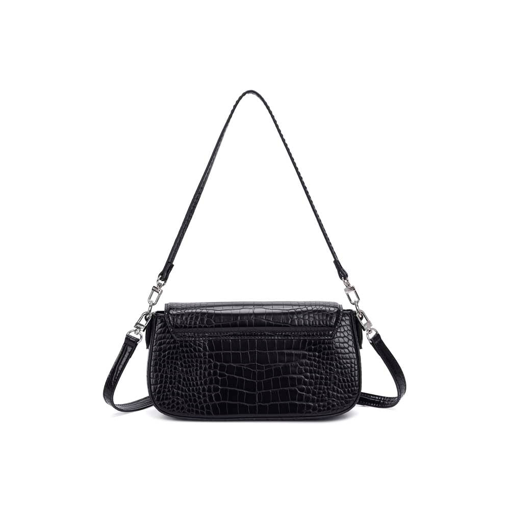 Bolsa Transversal Santa Lolla Preta Croco Alças Removíveis