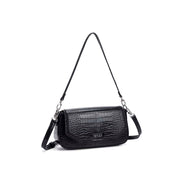 Bolsa Transversal Santa Lolla Preta Croco Alças Removíveis